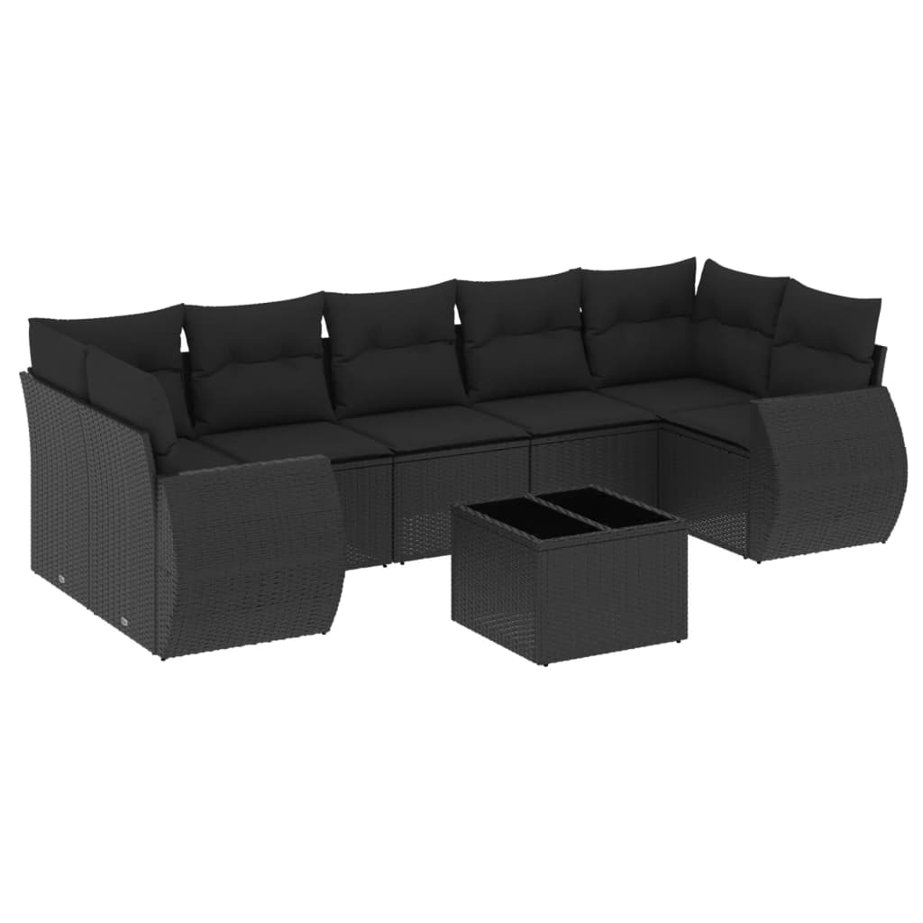 8-dijelni set vrtnih sofa od poliratana s jastucima crni
