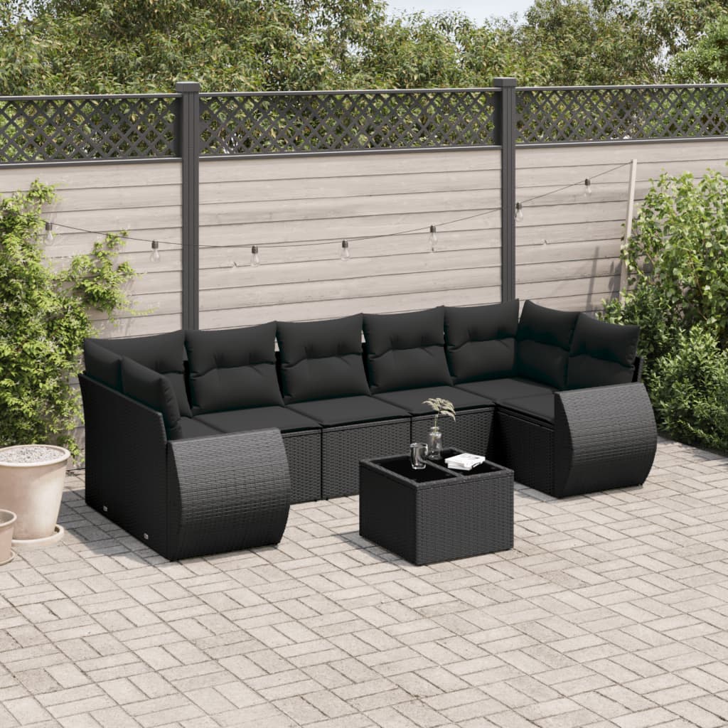 8-dijelni set vrtnih sofa od poliratana s jastucima sivi