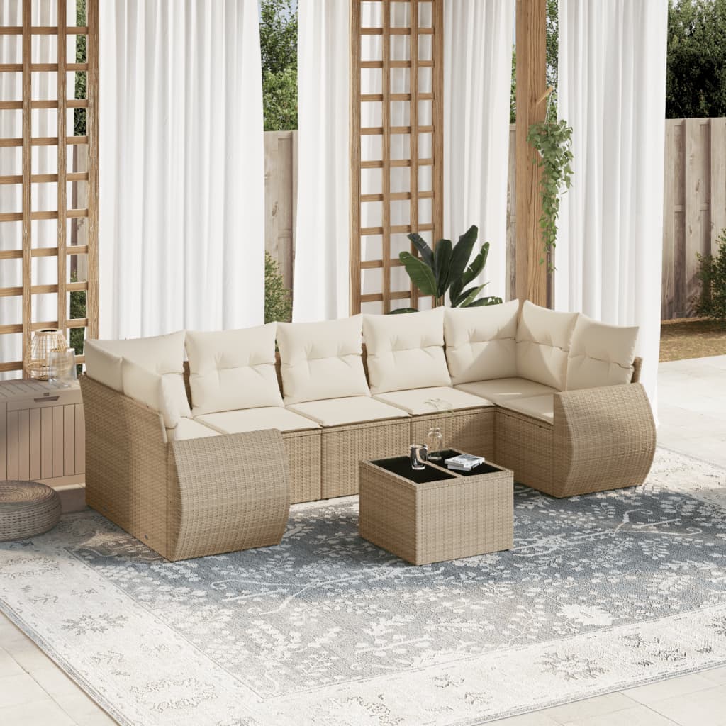 8-dijelni set vrtnih sofa od poliratana s jastucima bež