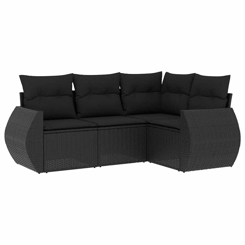 4-dijelni set vrtnih sofa od poliratana s jastucima crni