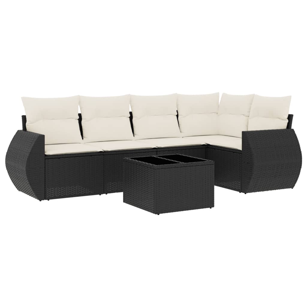 6-dijelni set vrtnih sofa s jastucima crni od poliratana