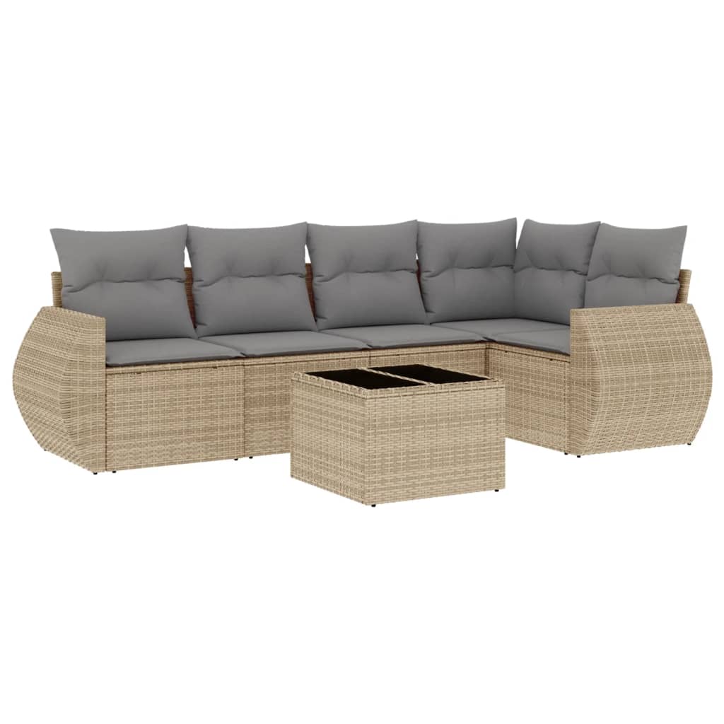 6-dijelni set vrtnih sofa s jastucima bež od poliratana
