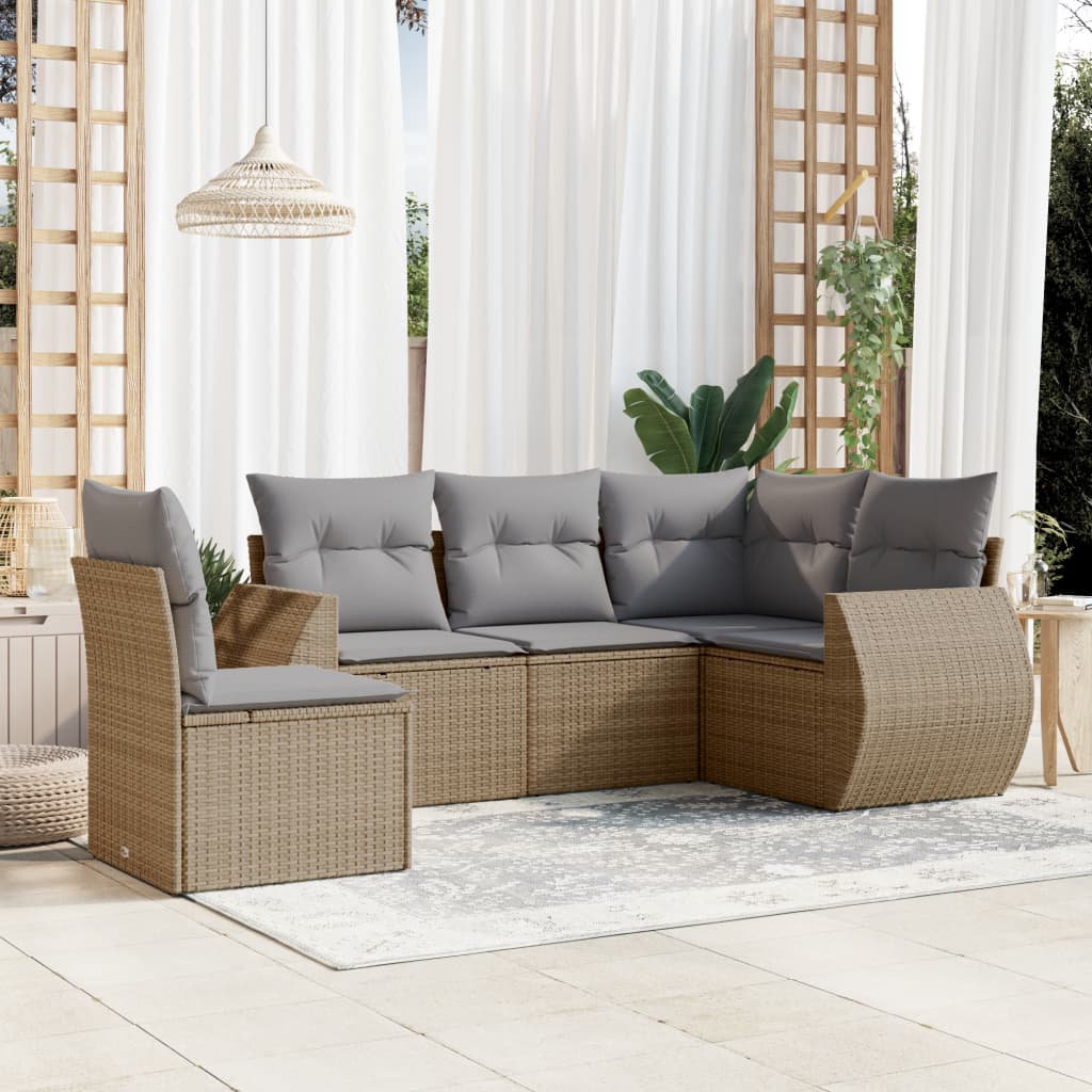 6-dijelni set vrtnih sofa s jastucima bež od poliratana