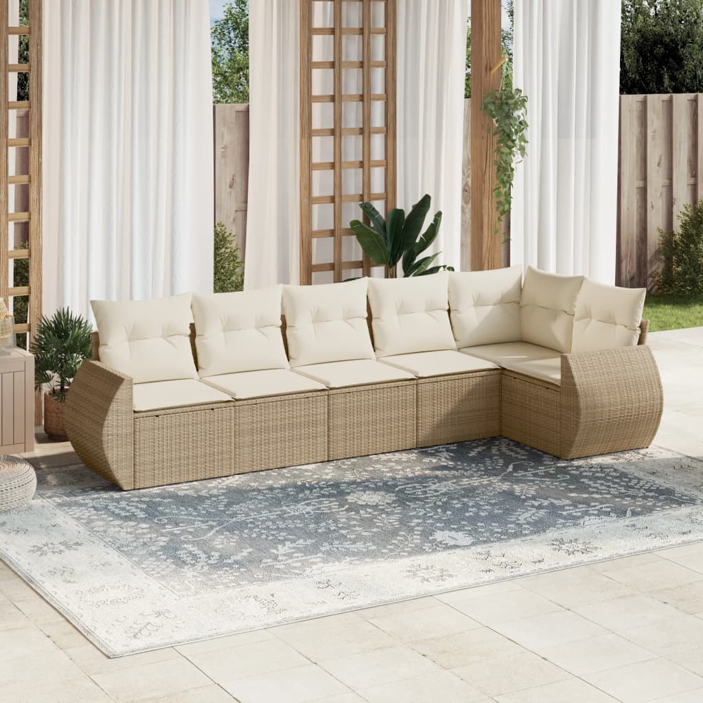 6-dijelni set vrtnih sofa s jastucima bež od poliratana 71 x 62 x 69 cm