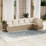 6-dijelni set vrtnih sofa s jastucima bež od poliratana 71 x 62 x 69 cm