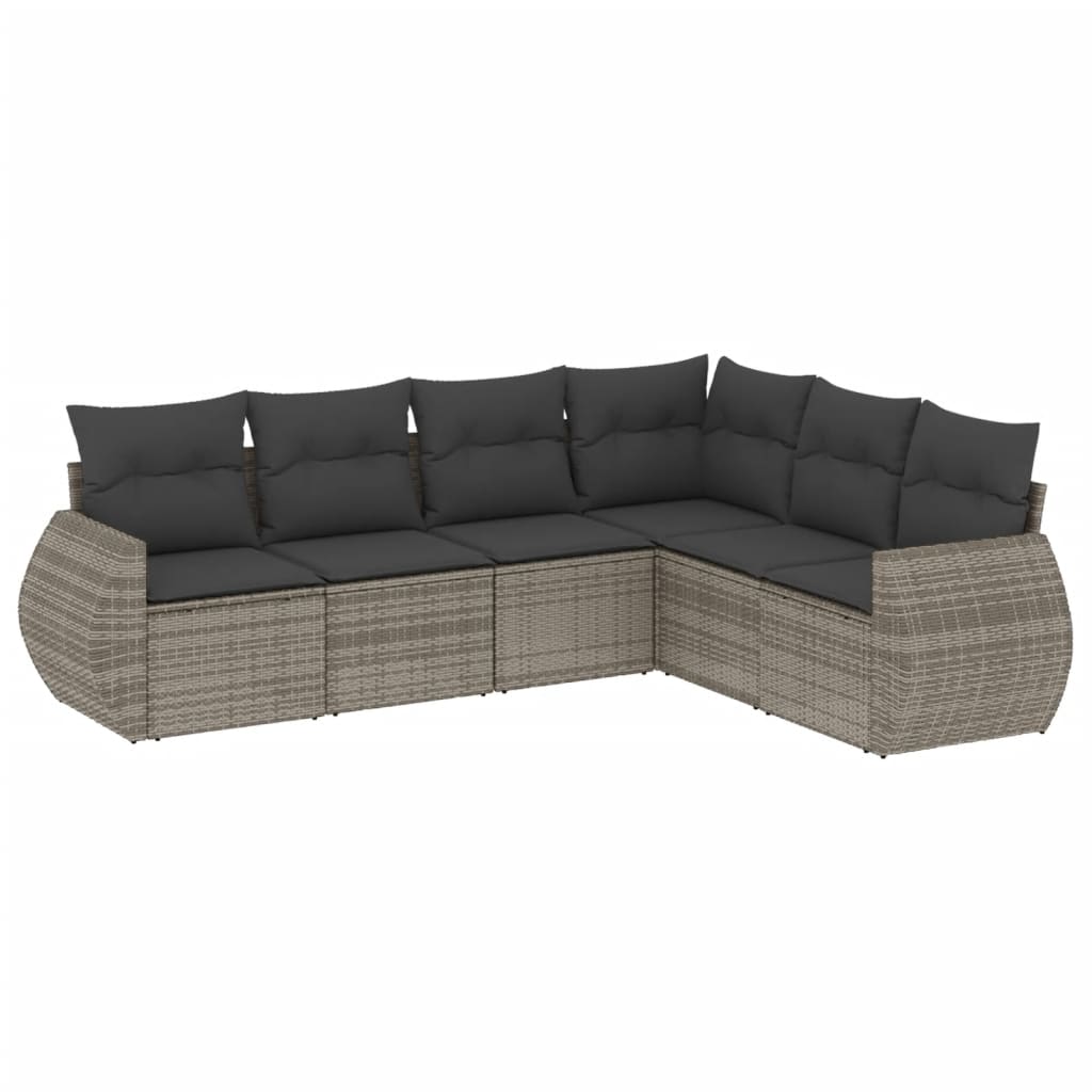 6-dijelni set vrtnih sofa od poliratana s jastucima sivi