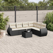7-dijelni set vrtnih sofa od poliratana s jastucima crni