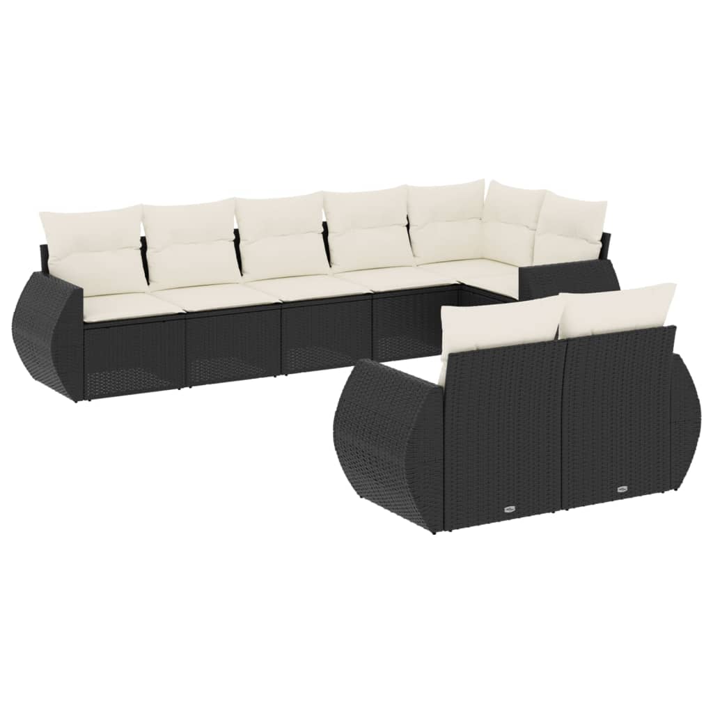 8-dijelni set vrtnih sofa od poliratana s jastucima crni