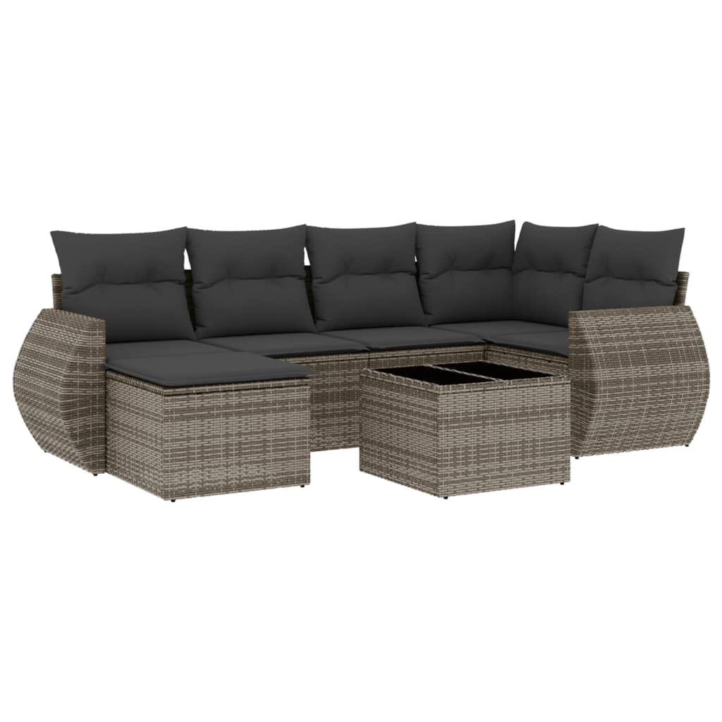 7-dijelni set vrtnih sofa sivi od poliratana