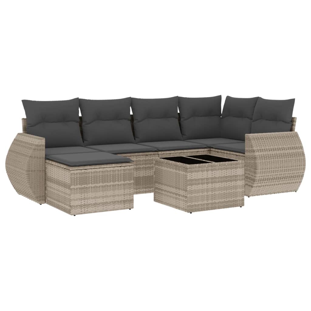 7-dijelni set vrtnih sofa svjetlosivi od poliratana