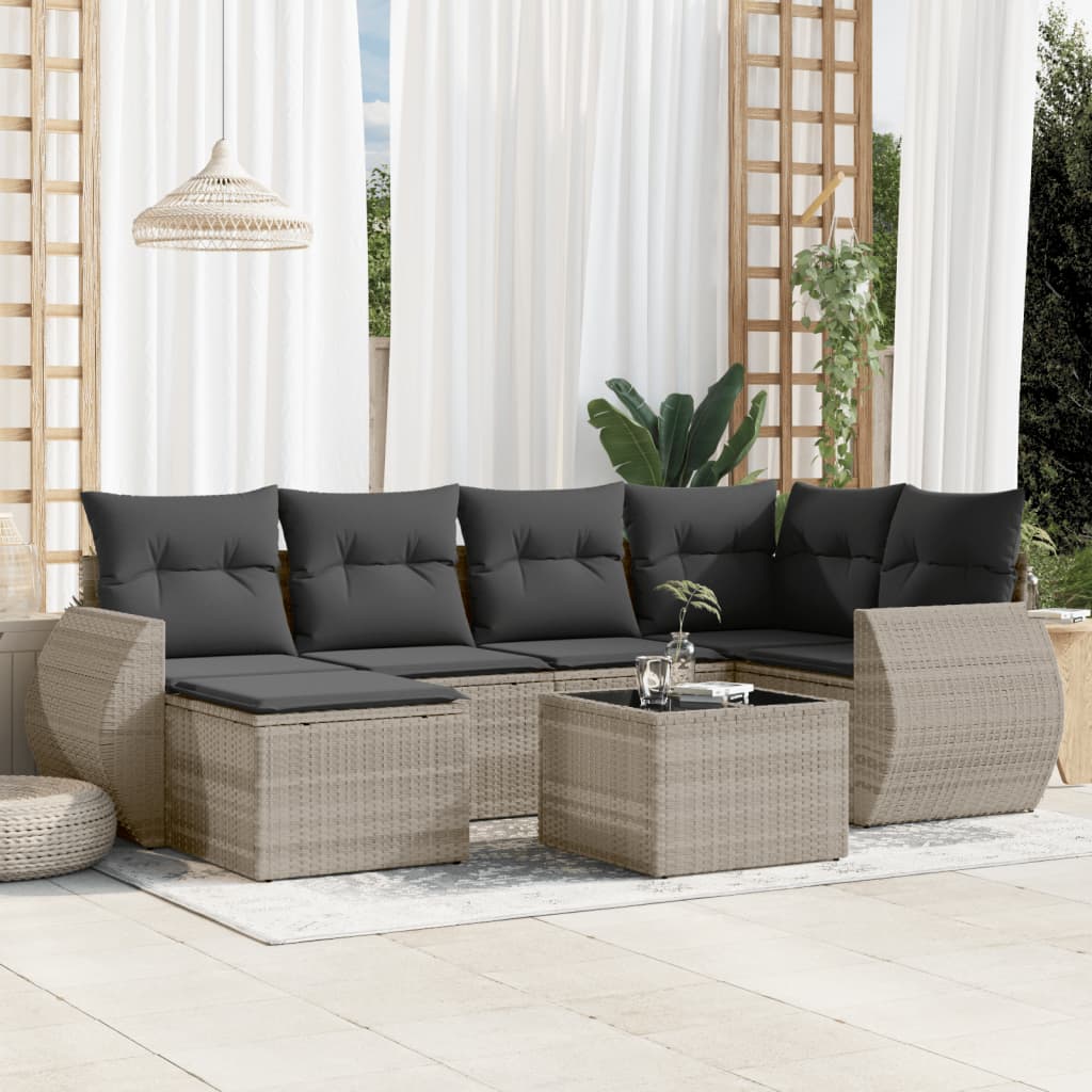 7-dijelni set vrtnih sofa svjetlosivi od poliratana