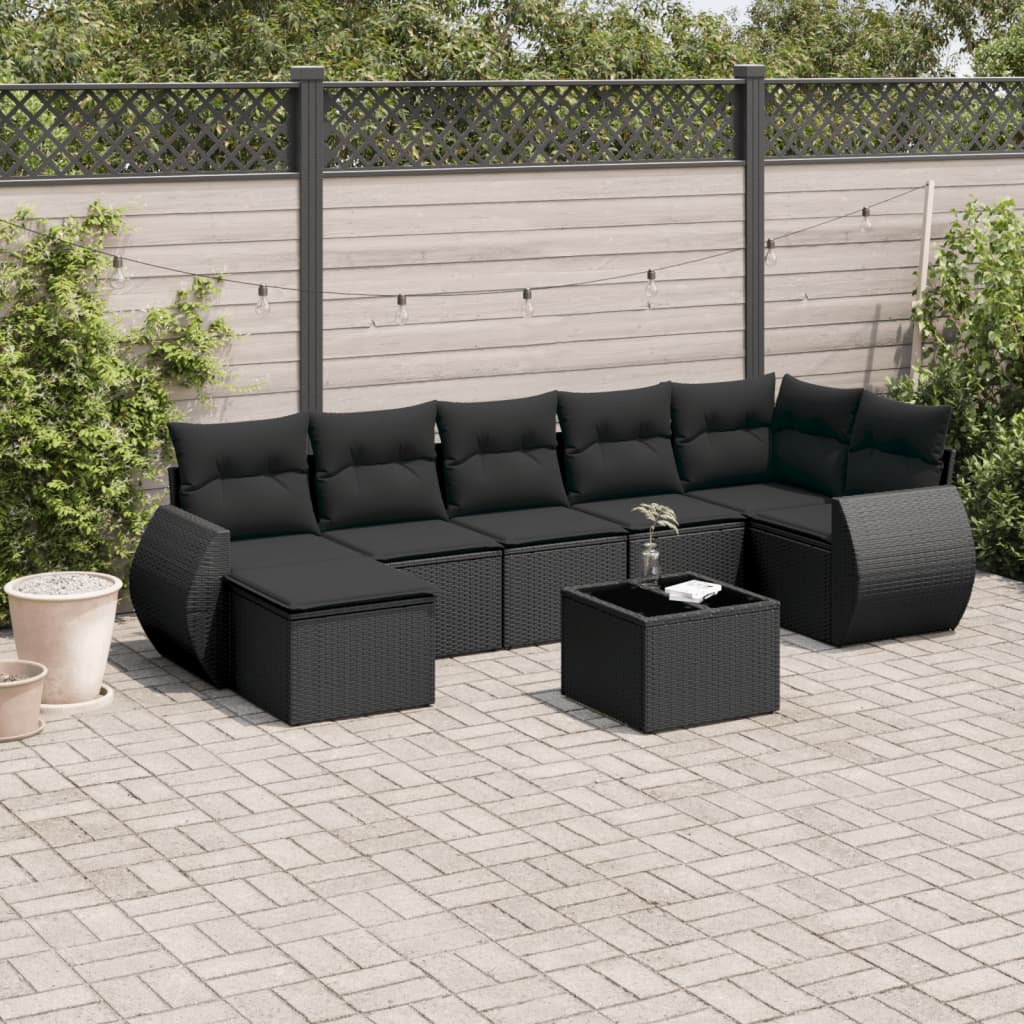 8-dijelni set vrtnih sofa od poliratana s jastucima sivi