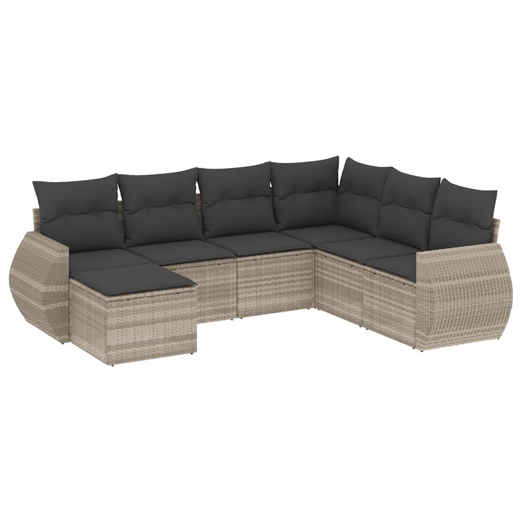 7-dijelni set vrtnih sofa svjetlosivi od poliratana