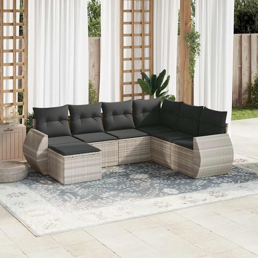 7-dijelni set vrtnih sofa svjetlosivi od poliratana