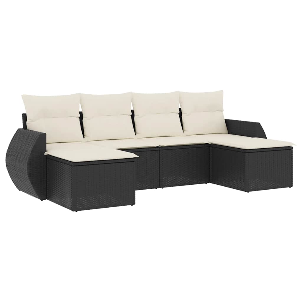 6-dijelni set vrtnih sofa s jastucima crni od poliratana