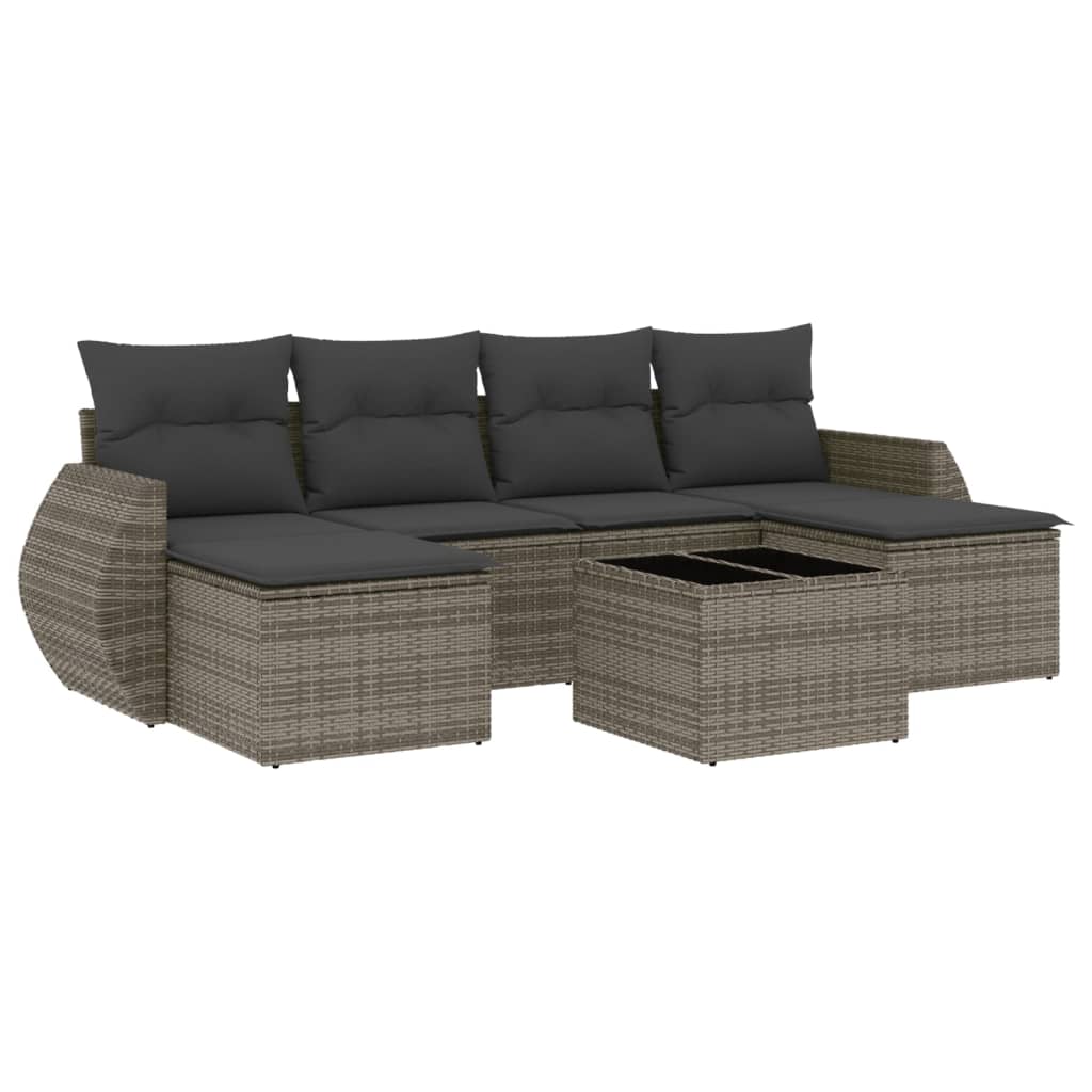7-dijelni set vrtnih sofa sivi od poliratana