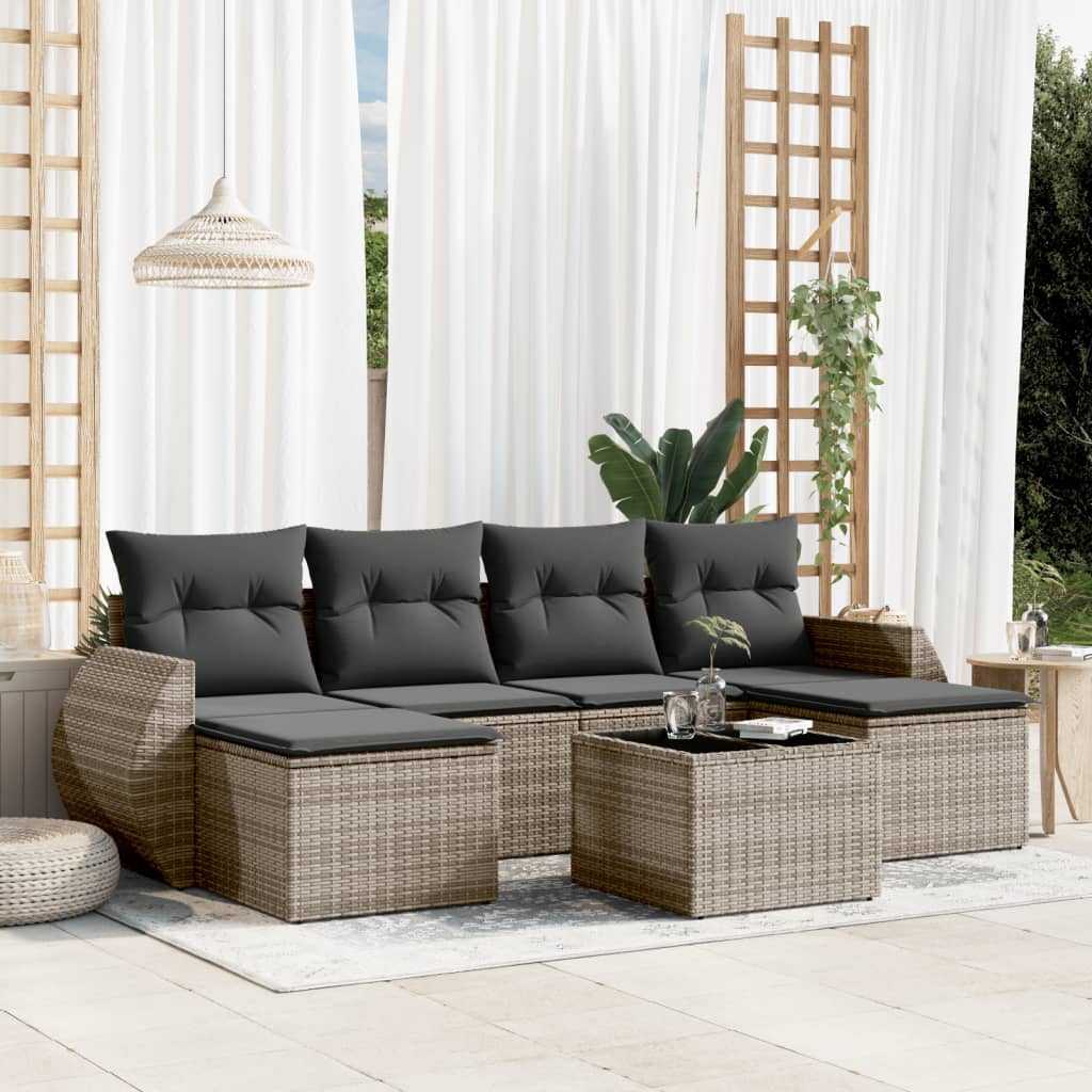 7-dijelni set vrtnih sofa sivi od poliratana