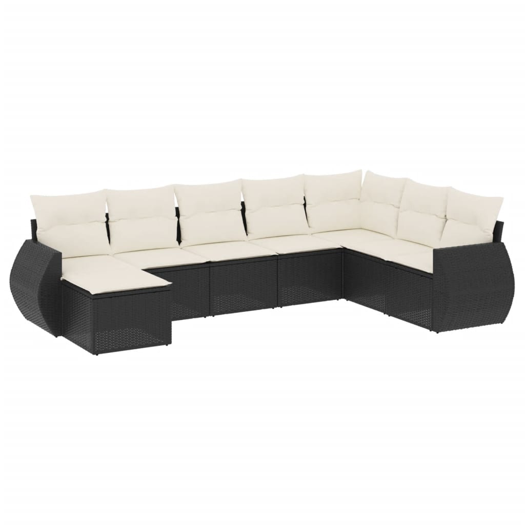 8-dijelni set vrtnih sofa od poliratana s jastucima crni