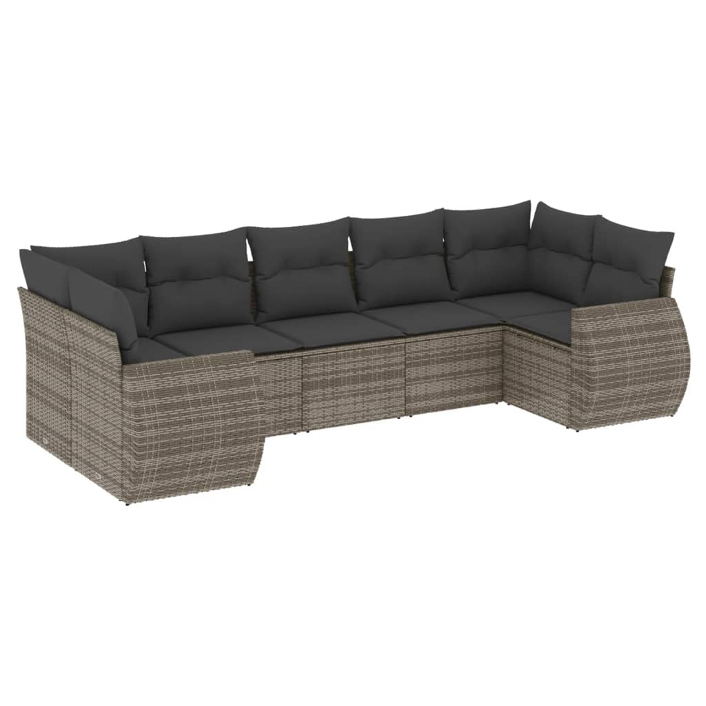 7-dijelni set vrtnih sofa sivi od poliratana
