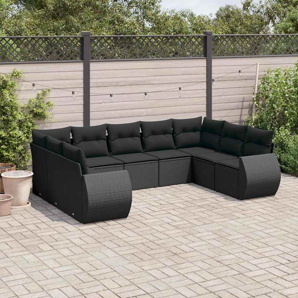 9-dijelni set vrtnih sofa od poliratana s jastucima svjetlosivi