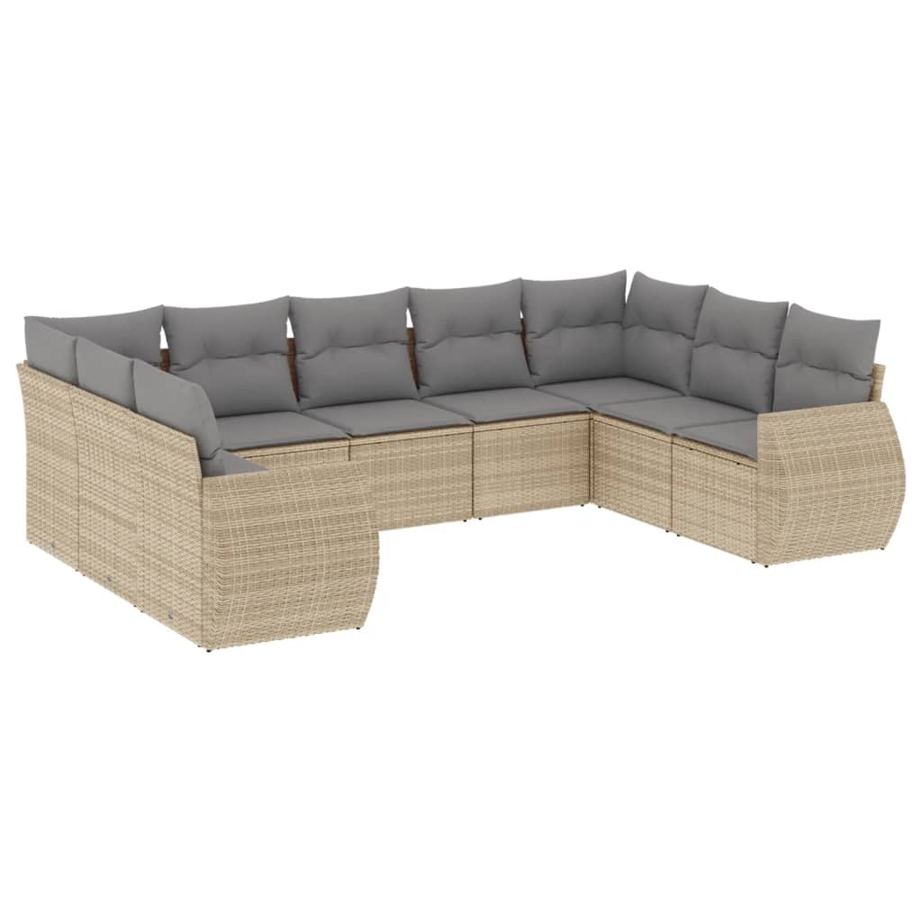 9-dijelni set vrtnih sofa od poliratana s jastucima svjetlosivi
