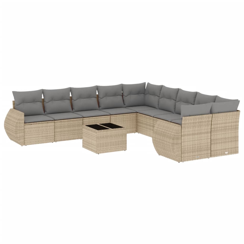 11-dijelni set vrtnih sofa od poliratana s jastucima bež