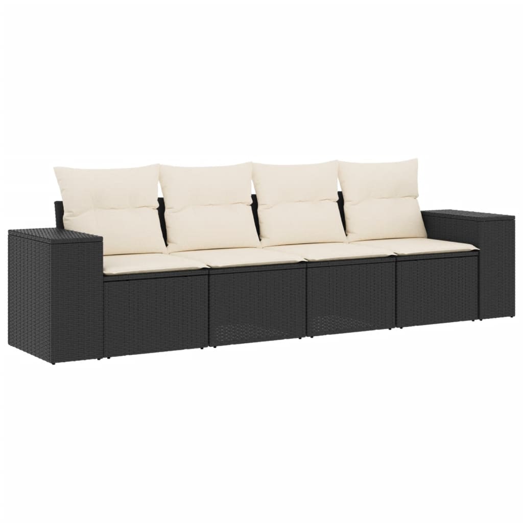 4-dijelni set vrtnih sofa od poliratana s jastucima crni