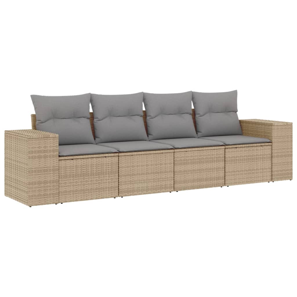 4-dijelni set vrtnih sofa s jastucima bež od poliratana