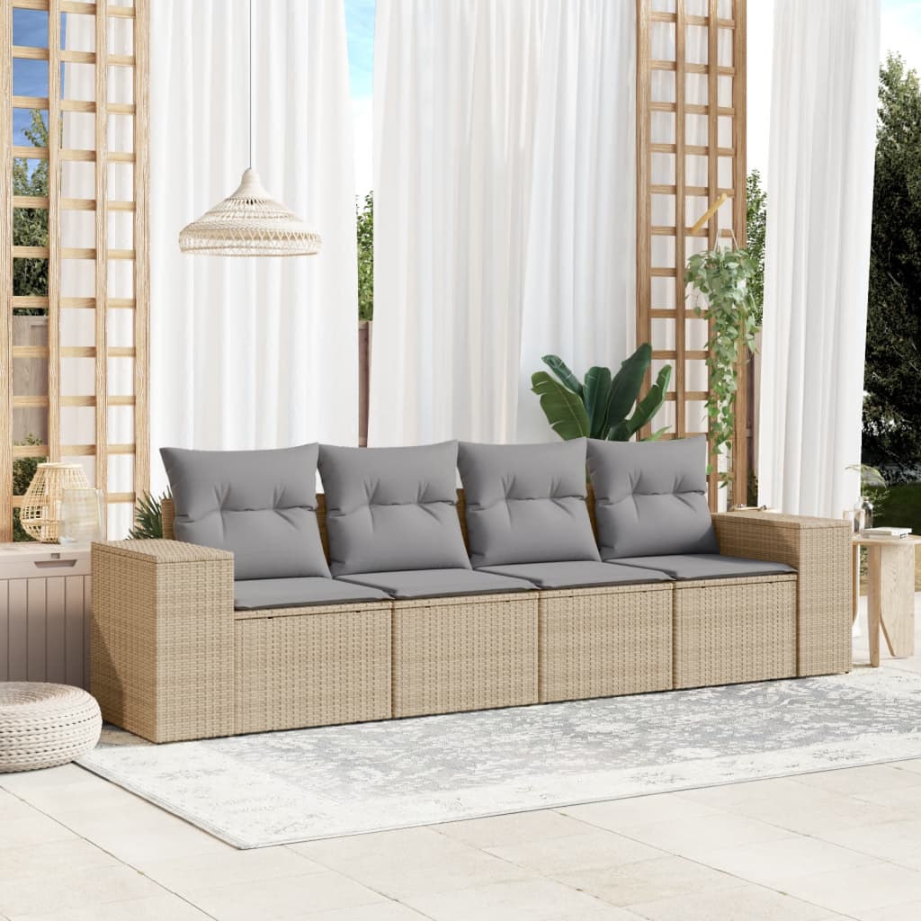 4-dijelni set vrtnih sofa s jastucima bež od poliratana