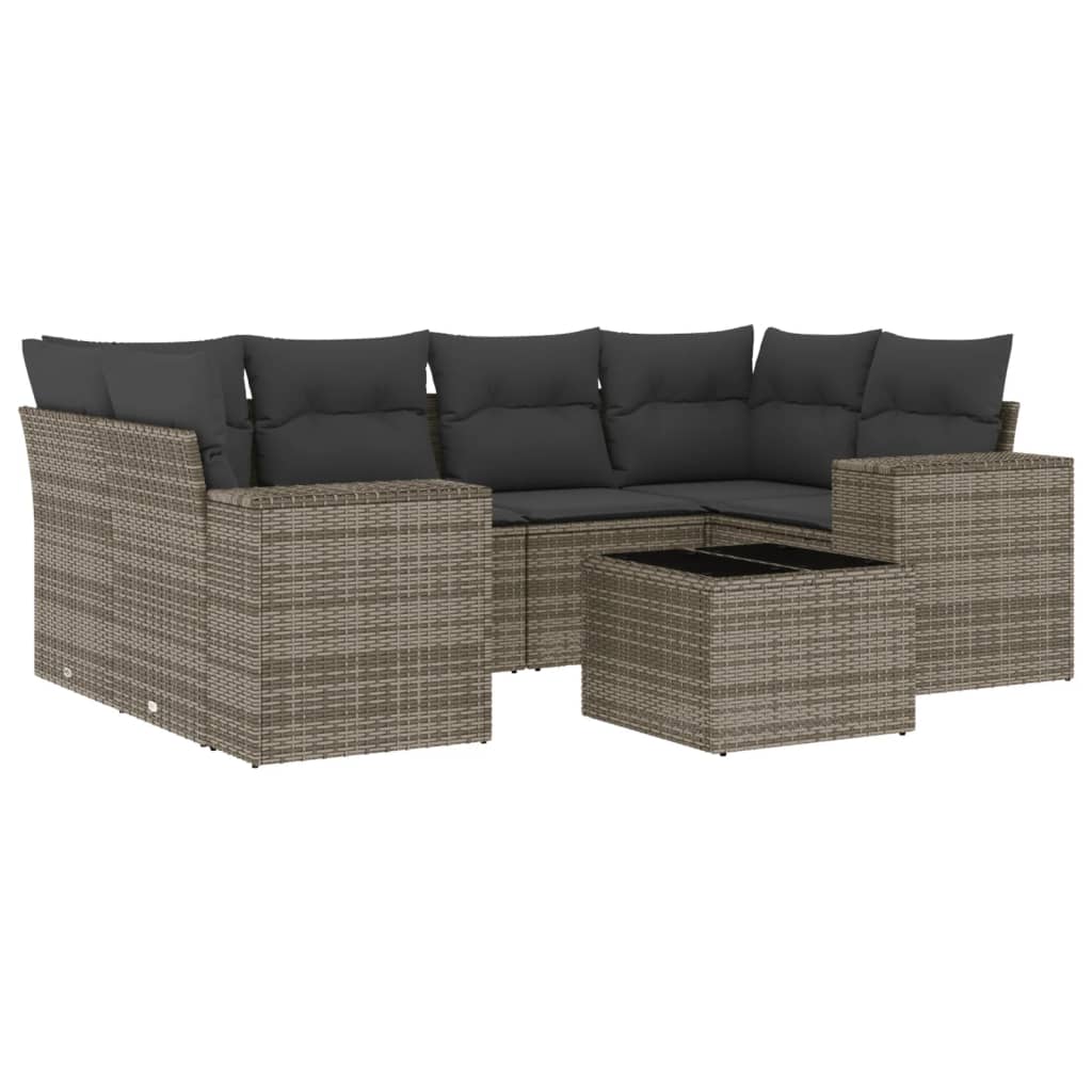 7-dijelni set vrtnih sofa sivi od poliratana