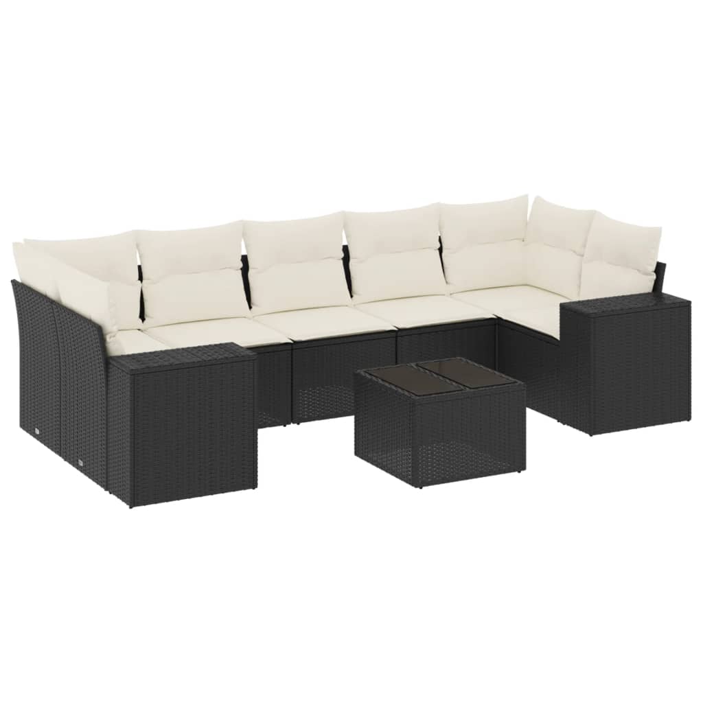 8-dijelni set vrtnih sofa od poliratana s jastucima crni