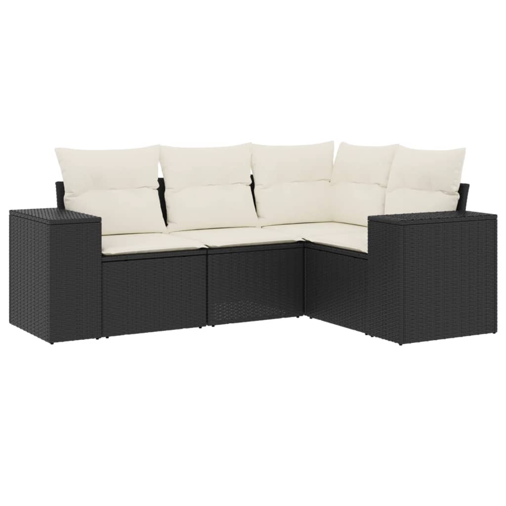 4-dijelni set vrtnih sofa od poliratana s jastucima crni