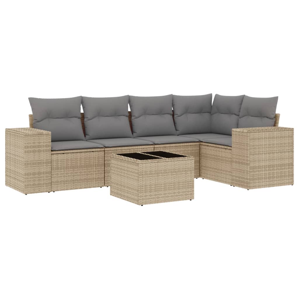 6-dijelni set vrtnih sofa s jastucima bež od poliratana