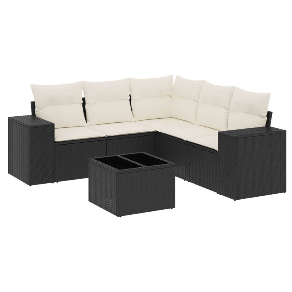 6-dijelni set vrtnih sofa s jastucima crni od poliratana
