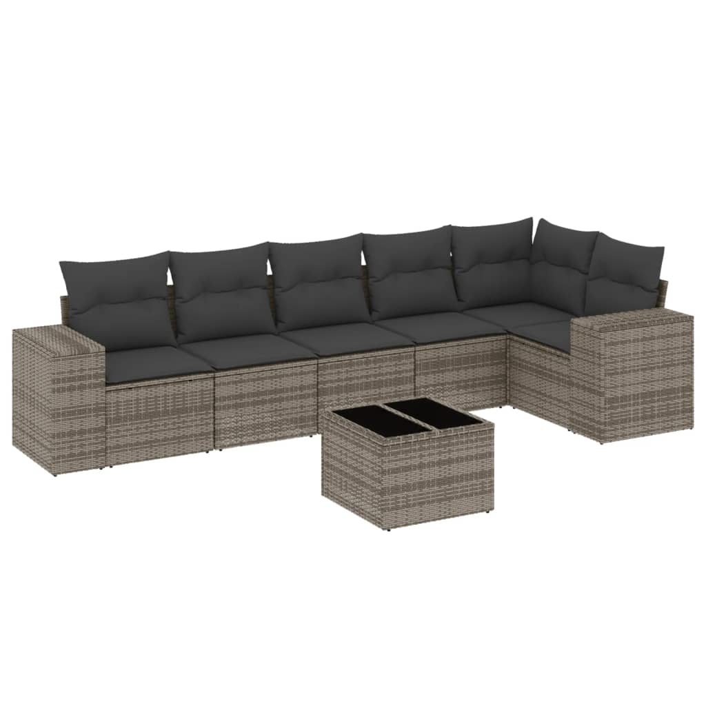 7-dijelni set vrtnih sofa sivi od poliratana
