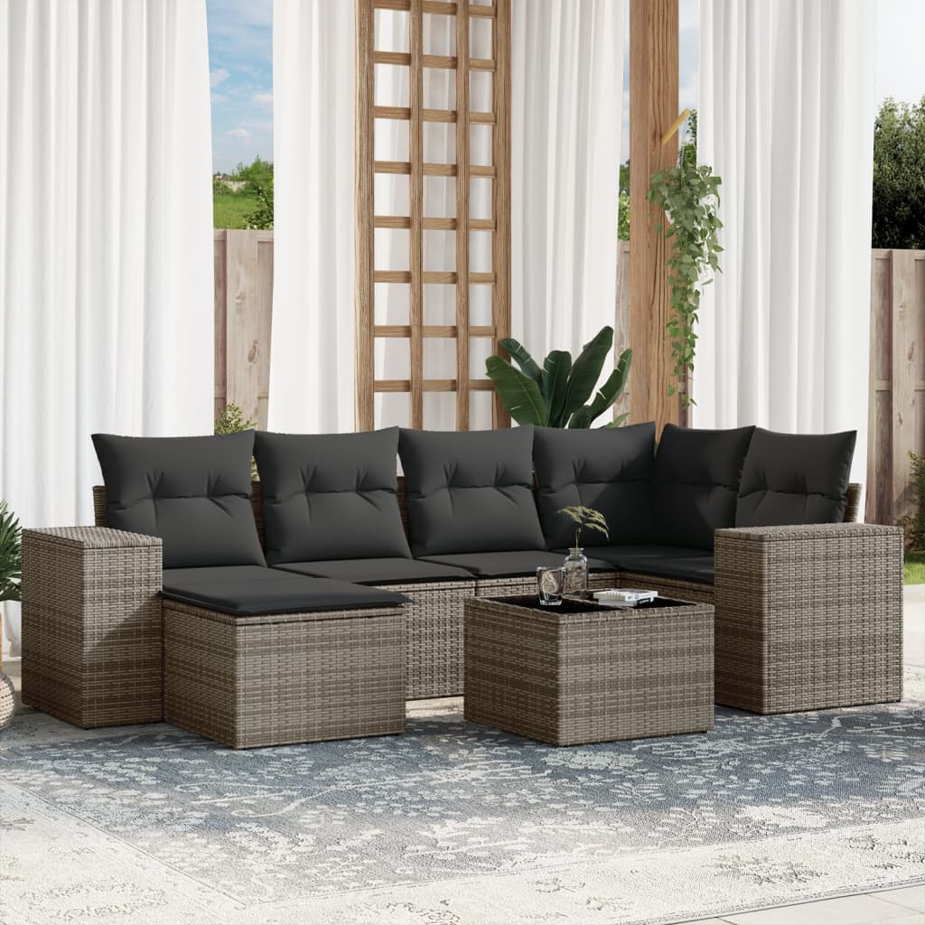 7-dijelni set vrtnih sofa sivi od poliratana