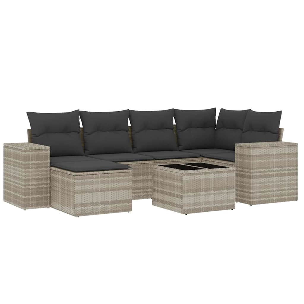 7-dijelni set vrtnih sofa svjetlosivi od poliratana