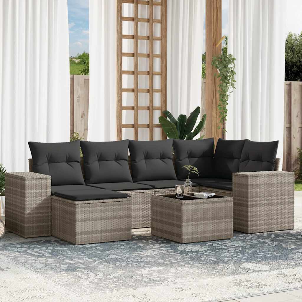 7-dijelni set vrtnih sofa svjetlosivi od poliratana