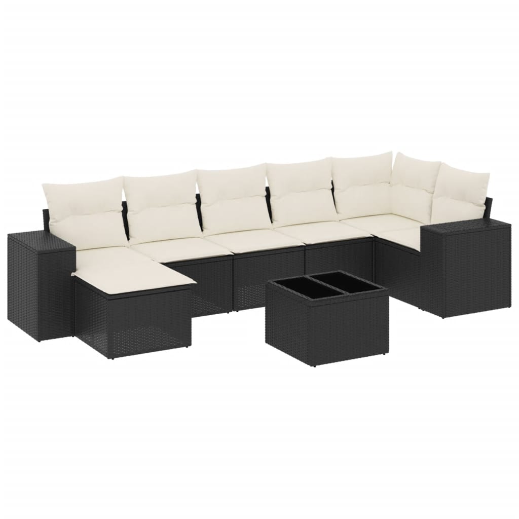 8-dijelni set vrtnih sofa od poliratana s jastucima crni
