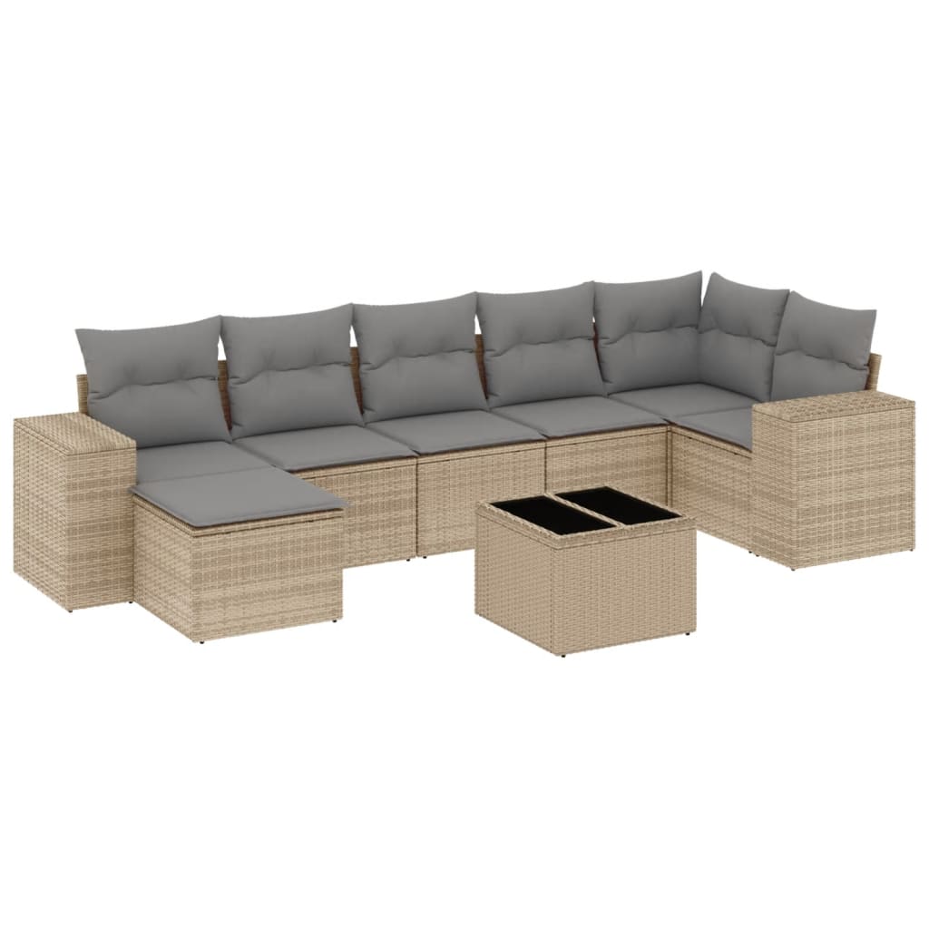 8-dijelni set vrtnih sofa od poliratana s jastucima bež