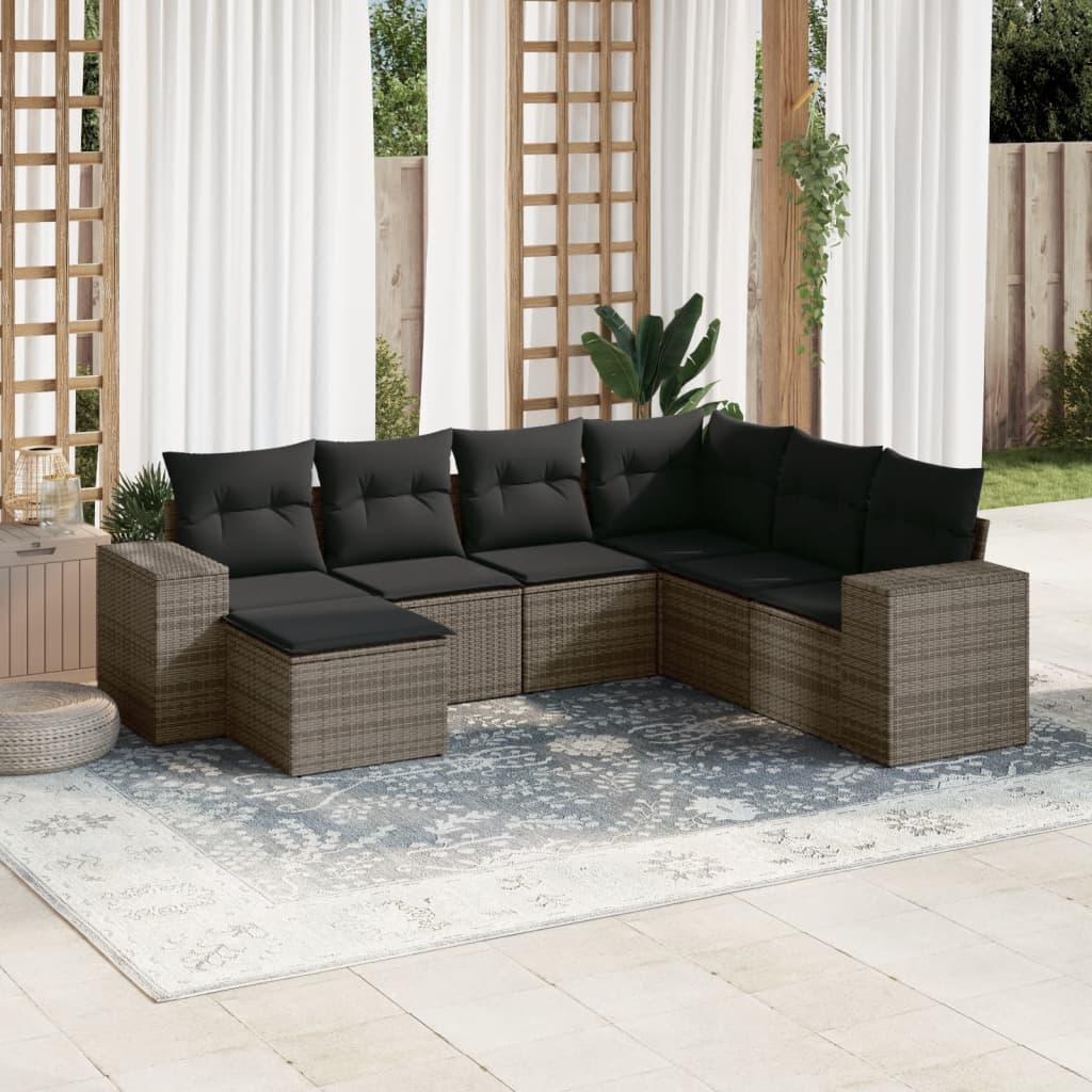 7-dijelni set vrtnih sofa sivi od poliratana