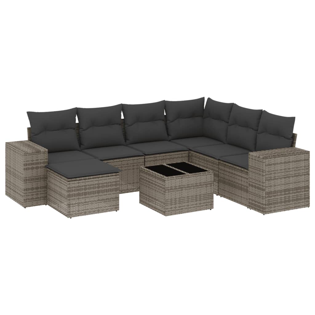 8-dijelni set vrtnih sofa od poliratana s jastucima sivi