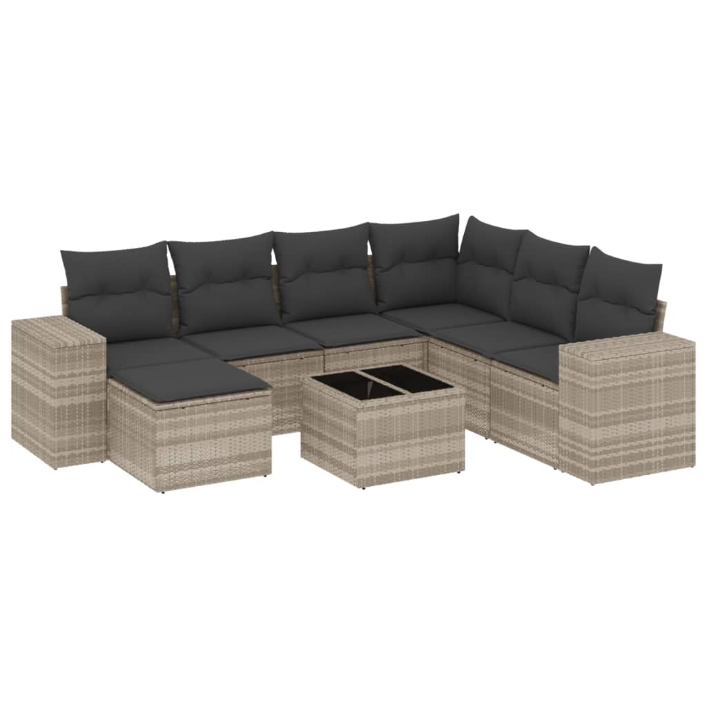 8-dijelni set vrtnih sofa od poliratana s jastucima svjetlosivi