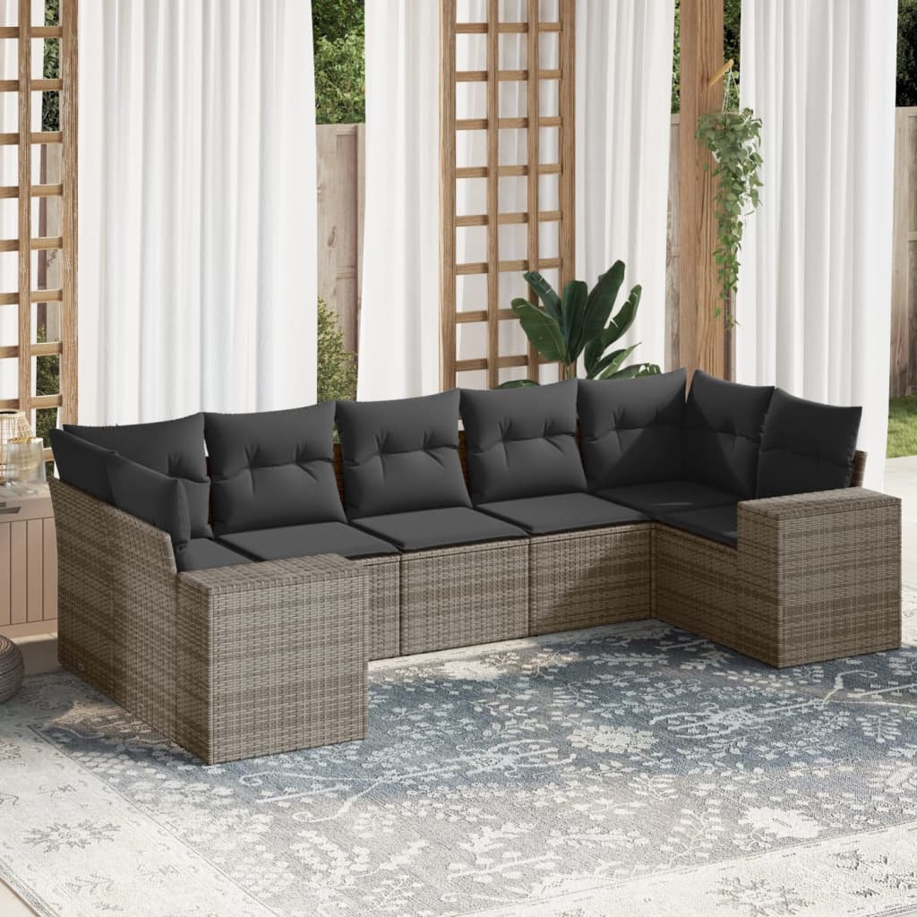 7-dijelni set vrtnih sofa sivi od poliratana