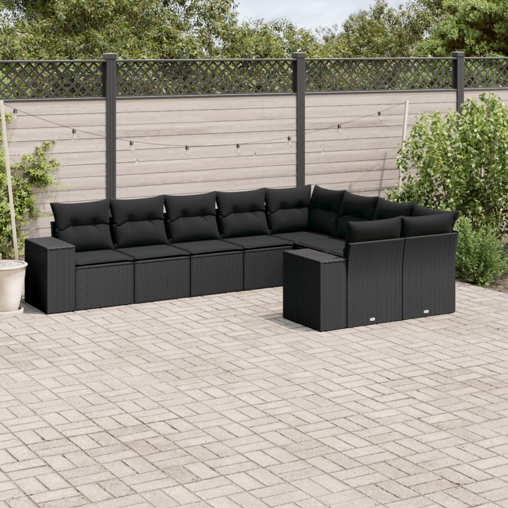 9-dijelni set vrtnih sofa s jastucima poliratan smeđi