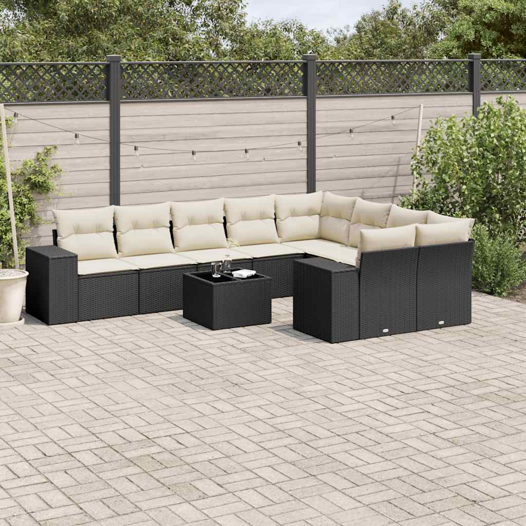 9-dijelni set vrtnih sofa s jastucima poliratan smeđi