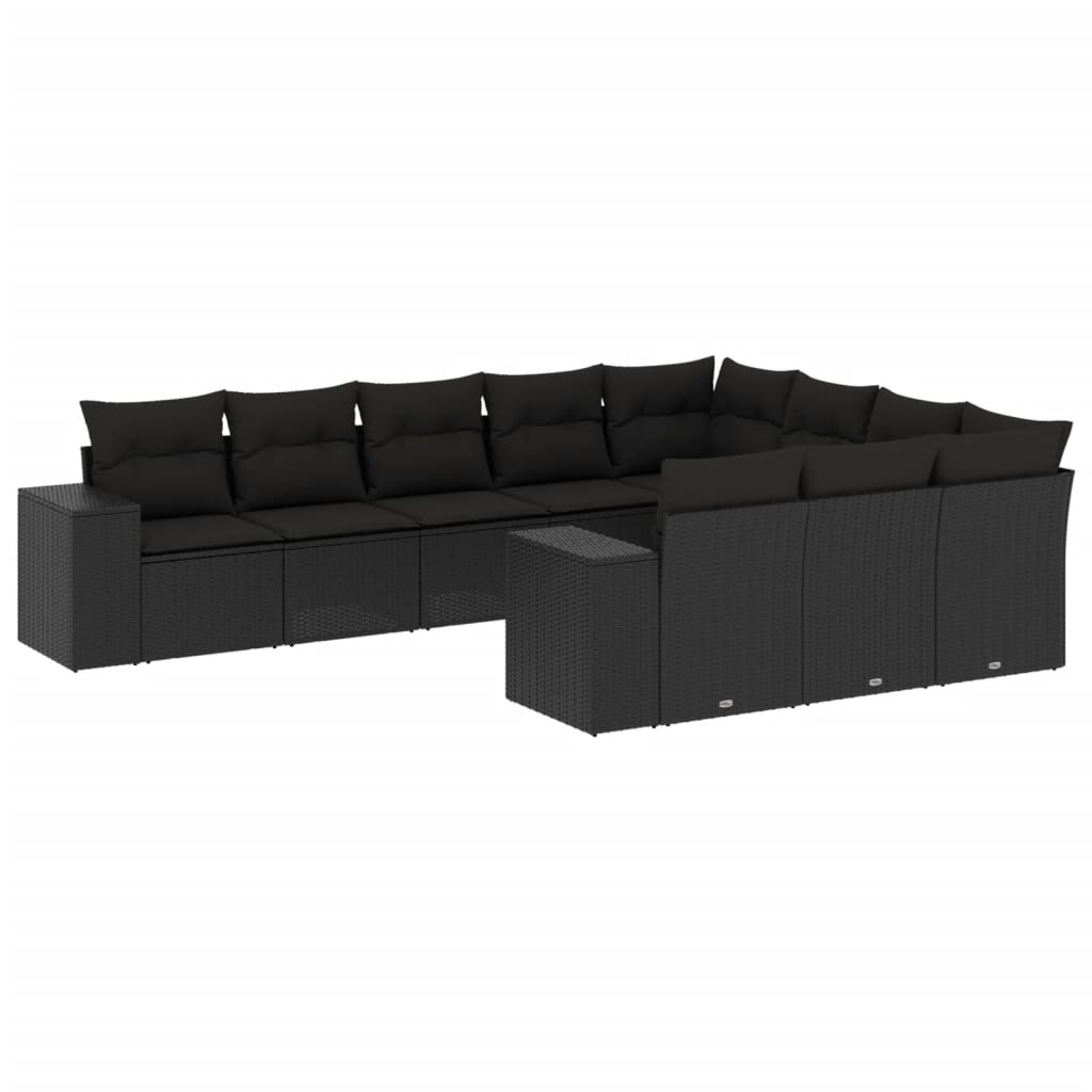 10-dijelni set vrtnih sofa od poliratana s jastucima smeđi