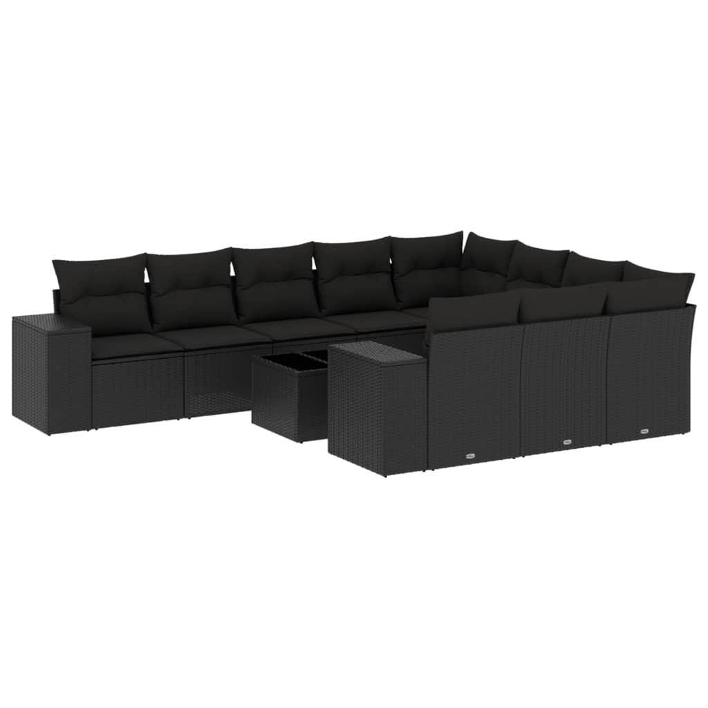 10-dijelni set vrtnih sofa od poliratana s jastucima smeđi