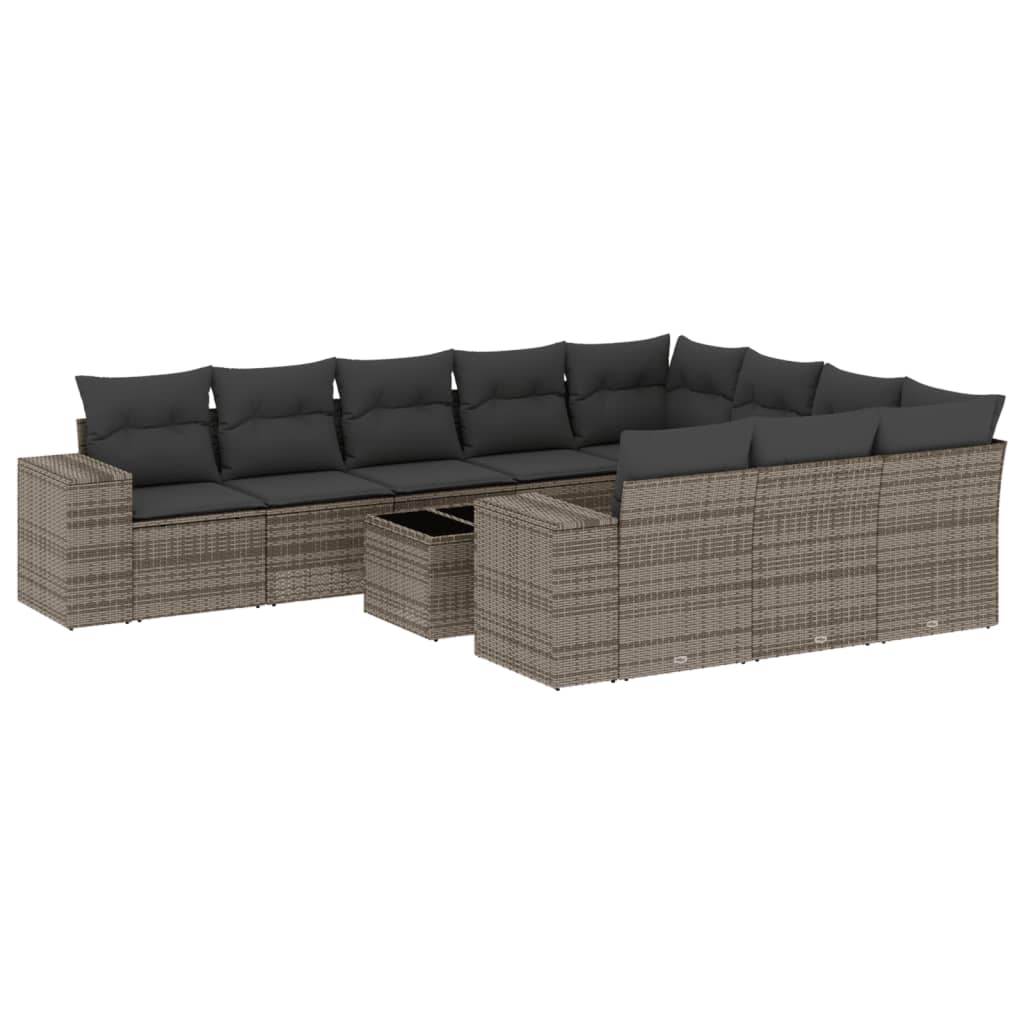 11-dijelni set vrtnih sofa od poliratana s jastucima sivi