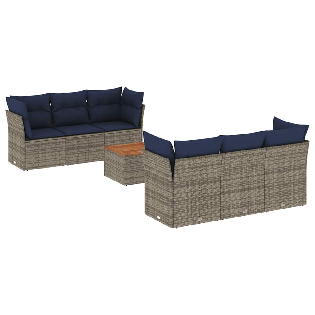 7-dijelni set vrtnih sofa od poliratana s jastucima sivi